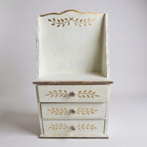 Vintage Wooden Mini Dresser Spice Cabinet 3 Drawer Wall Shelf Farmhouse Cottage